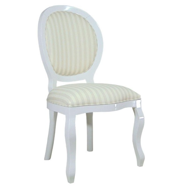 Encontraproduto.com.br - Cadeira De Jantar Luxuosa Medalhão Branco E Estampa