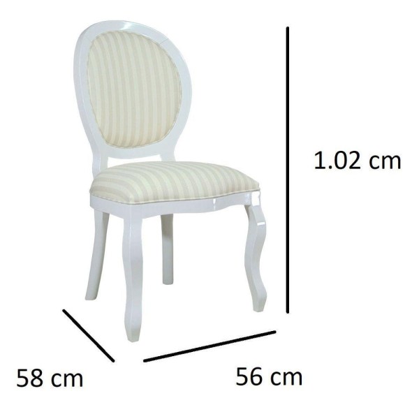 Encontraproduto.com.br - Cadeira De Jantar Luxuosa Medalhão Branco E Estampa