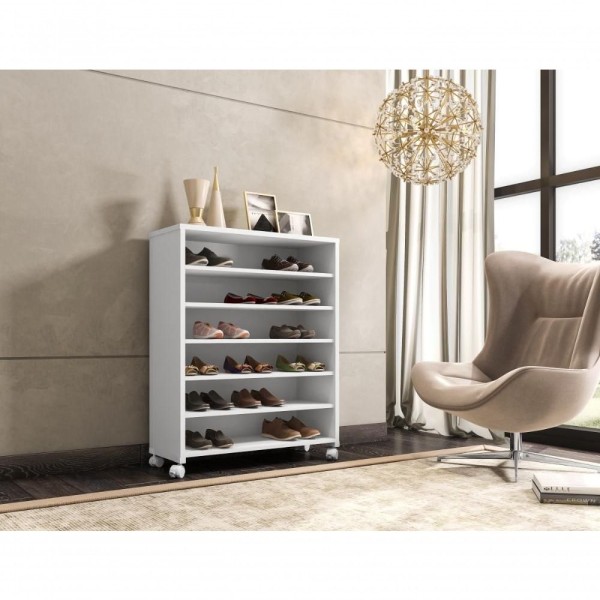 Encontraproduto.com.br - Sapateira Multiuso Panama Branco Com Rodizio Brienza