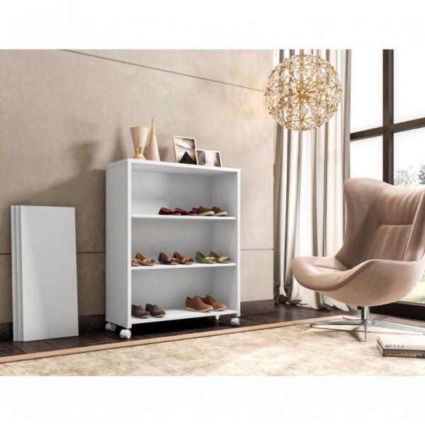 Encontraproduto.com.br - Sapateira Multiuso Panama Branco Com Rodizio Brienza