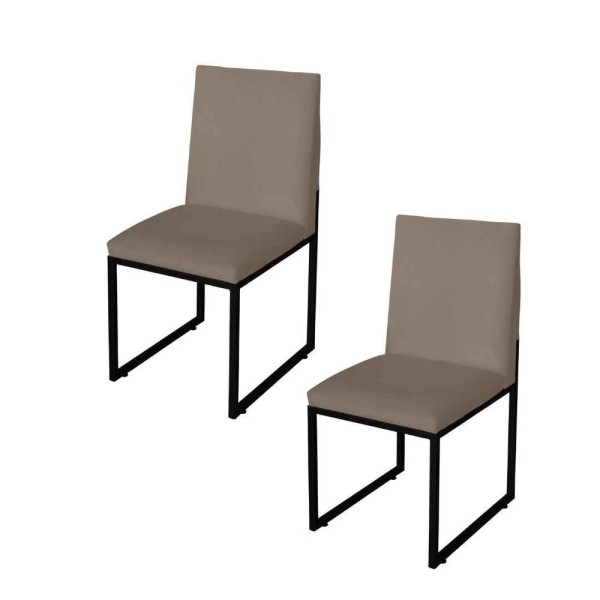 Kit 2 Cadeira De Jantar Escritorio Industrial Garden Ferro Bronze Suede Cappuccino