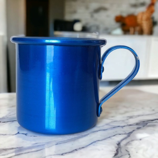 Encontraproduto.com.br - Caneca Copo Moscow Mule Alumínio 250ml Drink Café Varias Cores Cor:azul