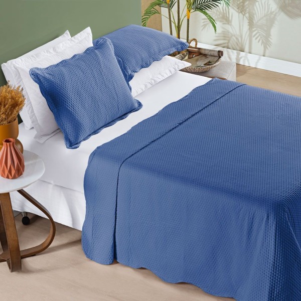 Encontraproduto.com.br - Kit Cobre Leito Colcha Alba Top Queen Dupla Face Bordado 3pç