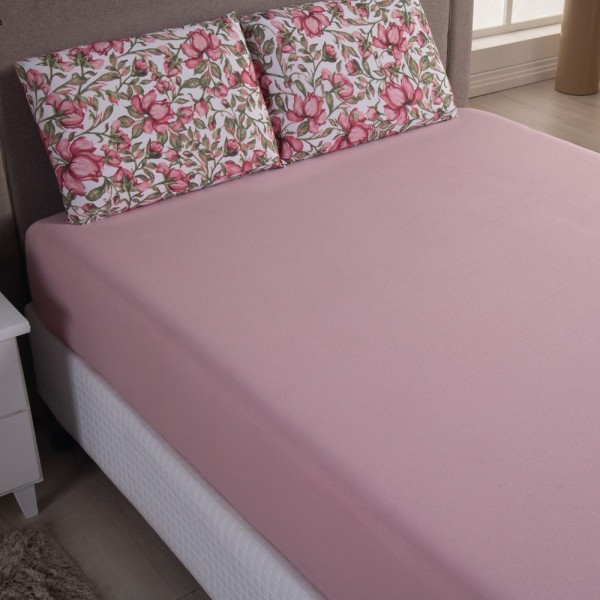 Encontraproduto.com.br - Jogo Cama Lençol Sonnet Solteiro Malha Estampada 100% Algodão 2 Peças - Flores - Rosê