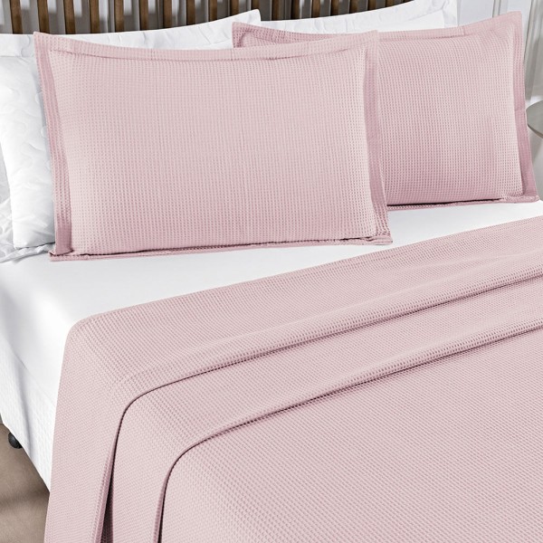 Encontraproduto.com.br - Kit Cobre Leito Colcha Intensy Queen Tecido Piquet 100% Algodão 3 Peças - Rosa