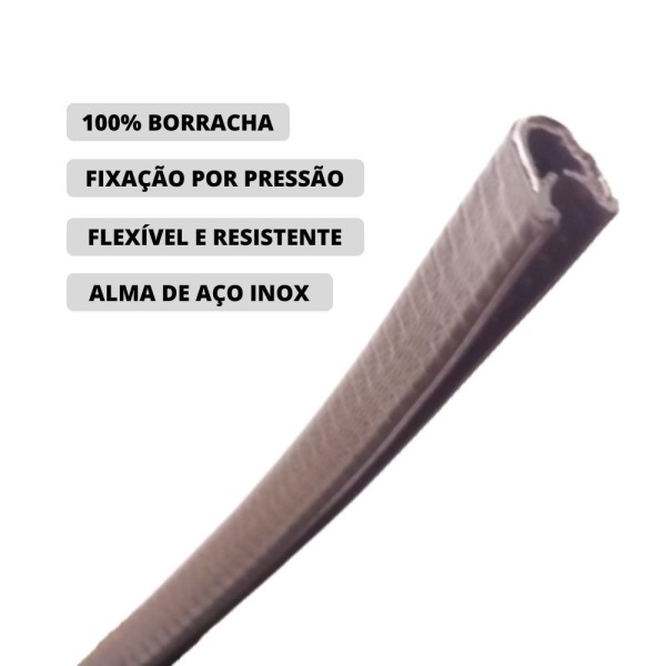 Encontraproduto.com.br - Borracha Protetora Borda Porta Veículo Uno 7X14 - 5 Metros