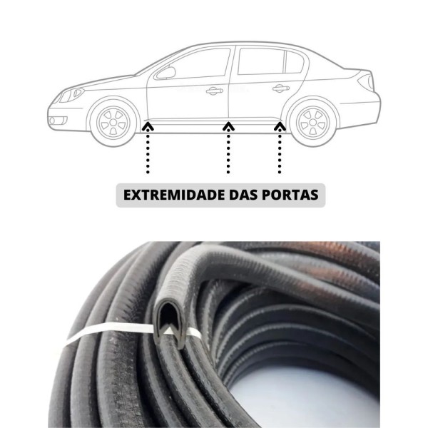 Encontraproduto.com.br - Borracha Protetora Borda Porta Veículo Uno 7X14 - 5 Metros