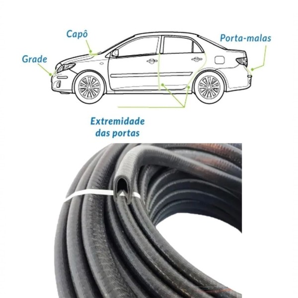 Encontraproduto.com.br - Borracha Protetora Borda Porta Preta Corsa 4 Portas 10m 7x14