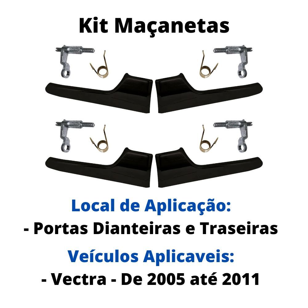 Encontraproduto.com.br - Kit Maçanetas Interna Preta Gatilho 4 Portas Vectra 05 A 11 - Un / 4