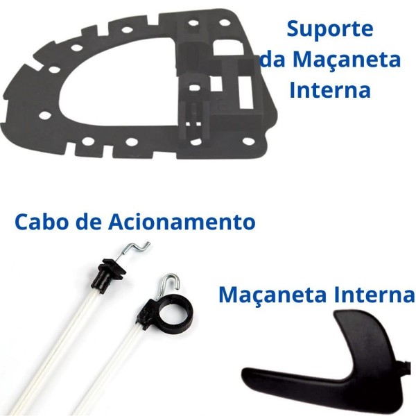 Encontraproduto.com.br - Kit Cabo Acionamento Suporte E Gatilho Maçaneta Preta Dianteira Direita Gol G3 - Un / 3