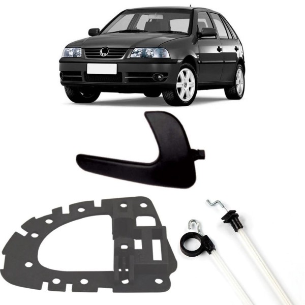 Encontraproduto.com.br - Kit Cabo Acionamento Suporte E Gatilho Maçaneta Preta Dianteira Direita Gol G3 - Un / 3
