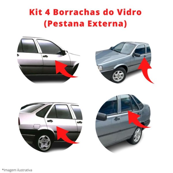 Encontraproduto.com.br - Kit 4 Borracha Pestana Externa Tempra Tempra Sw 1991 A 1998 - Un / 4