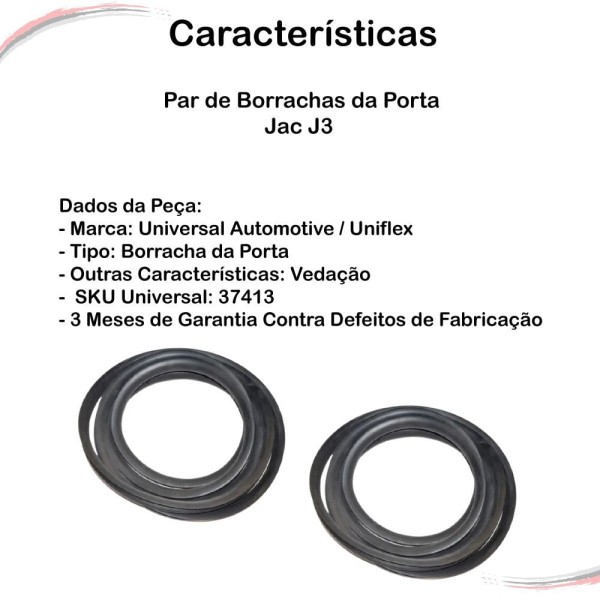 Encontraproduto.com.br - Par De Borrachas Da Porta Jac J2 J3 J5 J6