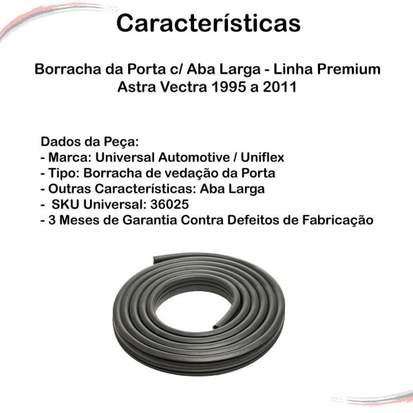 Encontraproduto.com.br - Kit 4 Borrachas Portas C/ Aba Astra Vectra 95 A 11 - Premium - Un / 4