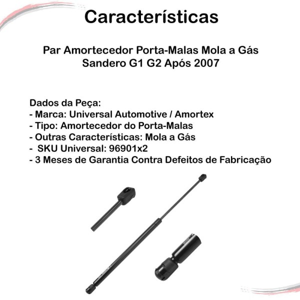 Encontraproduto.com.br - Par Amortecedor Porta-malas Mola A Gás Sandero G1 G2 Após 07
