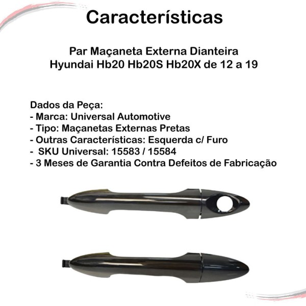 Encontraproduto.com.br - Par Maçaneta Externa Dianteira Hb20 Hb20s Hb20x De 12 A 19