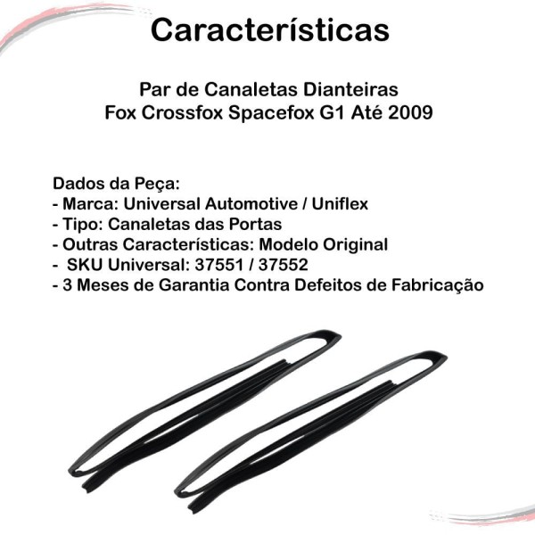 Encontraproduto.com.br - Par De Canaleta Dianteira Fox Crossfox Spacefox G1 Até 2009
