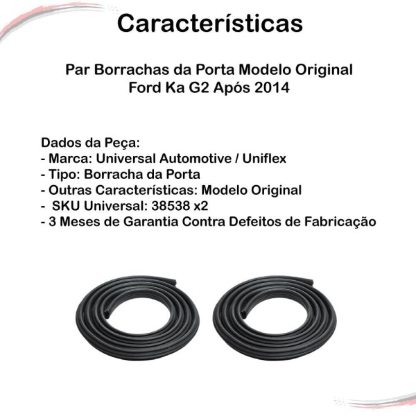 Encontraproduto.com.br - Par Borrachas Da Porta Modelo Original Ford Ka G2 Após 2014