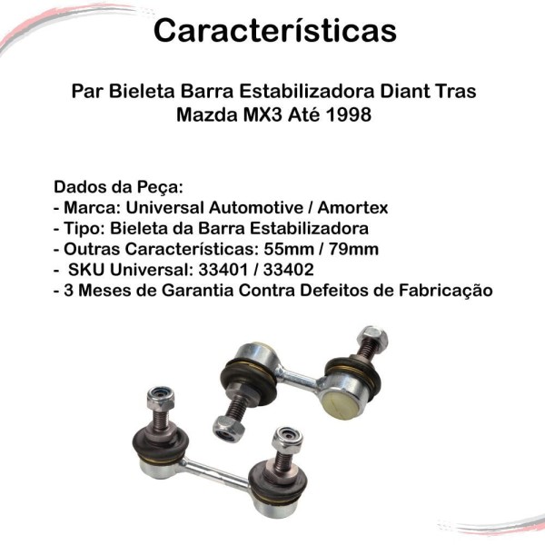 Encontraproduto.com.br - Par Bieleta Barra Estabilizadora Diant Ou Tras Mazda Mx3 Até 98