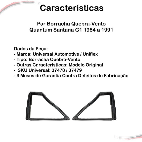 Encontraproduto.com.br - Par Borracha Quebra-vento Quantum Santana G1 1984 A 1991