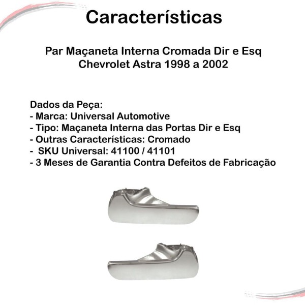 Encontraproduto.com.br - Par Maçaneta Interna Cromada Dir E Esq Astra 1998 A 2002