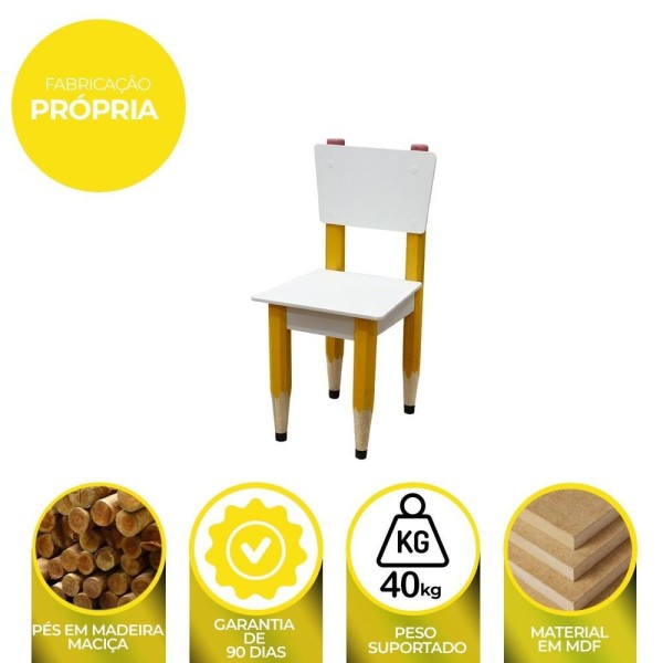 Encontraproduto.com.br - Cadeira Infantil Formato Lápis De Escrever Com Borracha Cor:amarelo