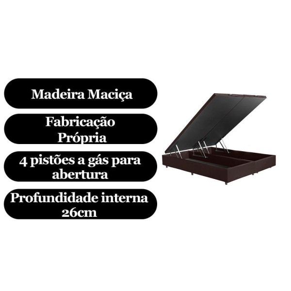 Encontraproduto.com.br - Base Cama Box Baú King Com Pistão A Gás Bipartido 193x203 Suede Cor:marrom