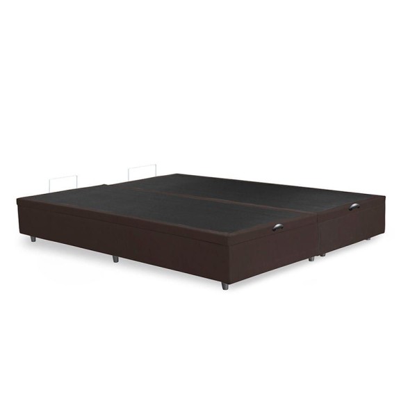Encontraproduto.com.br - Base Cama Box Baú King Com Pistão A Gás Bipartido 193x203 Suede Cor:marrom
