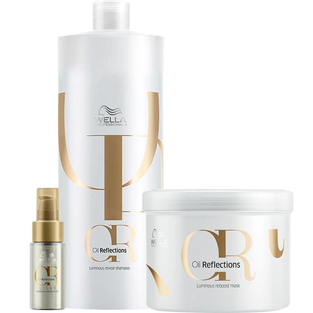 Wella Professionals Oil Reflections - Kit Shampoo 1L + Máscara 500ml + Óleo Light 30ml