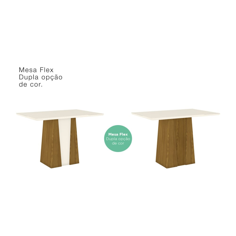 Encontraproduto.com.br - Kit Conjunto Mesa Orus 120 cm 4 Cadeiras Sala de Jantar Cozinha MDF Madeira Off White Marrom