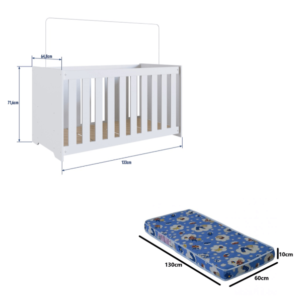 Encontraproduto.com.br - Berço Bebe Infantil Americano com Colchão Aconchego Completa Móveis Branco