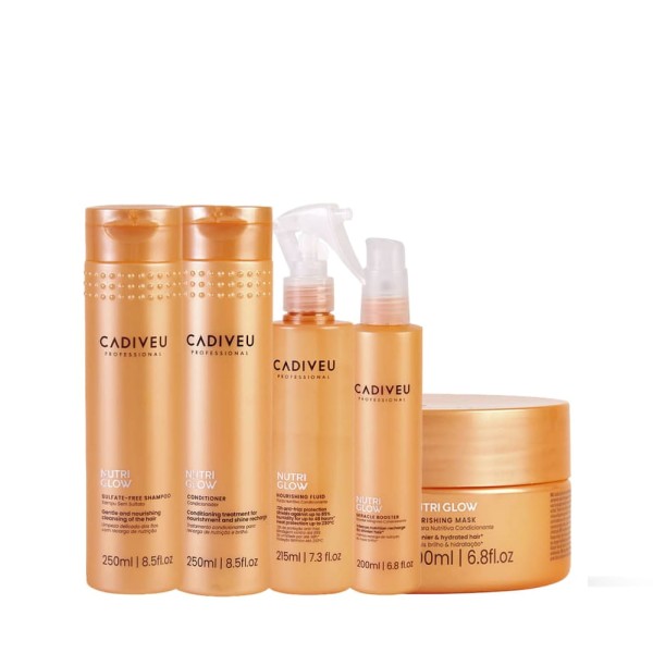 Kit Cadiveu Nutri Glow Shampoo Condicionador Fluído Booster e Máscara (5 produtos)