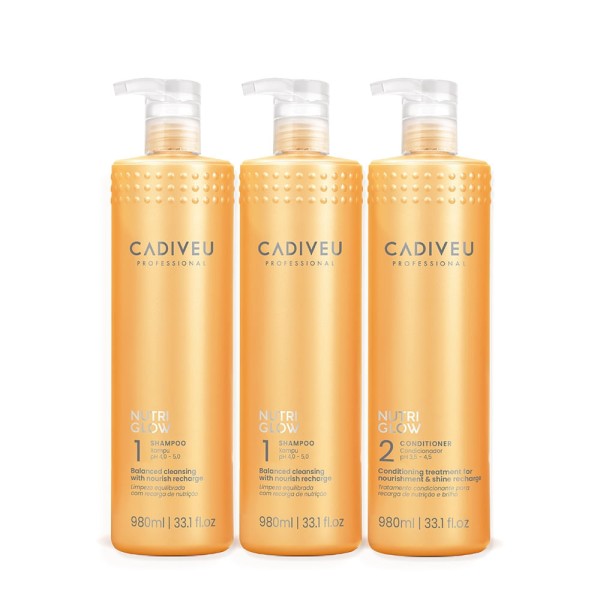 Kit Cadiveu Professional Nutri Glow Shampoo Extra e Condicionador Litro (3 produtos)
