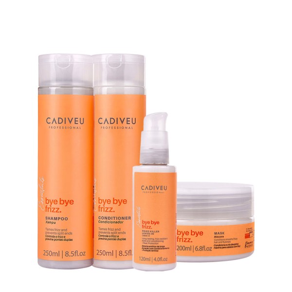 Encontraproduto.com.br - Kit Cadiveu Professional Bye Bye Frizz Shampoo Condicionador Máscara e Leave-in (4 produtos)