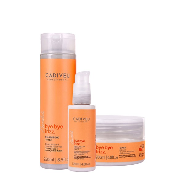 Encontraproduto.com.br - Kit Cadiveu Professional Bye Bye Frizz  Shampoo Leave-in e Máscara (3 produtos)