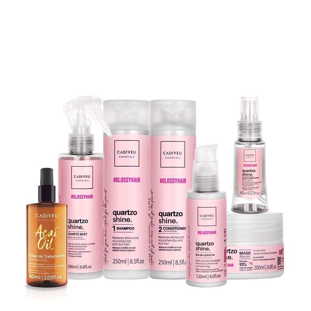 Kit Cadiveu Professional Quartzo Shine Completo e Óleo Açaí  (7 produtos)
