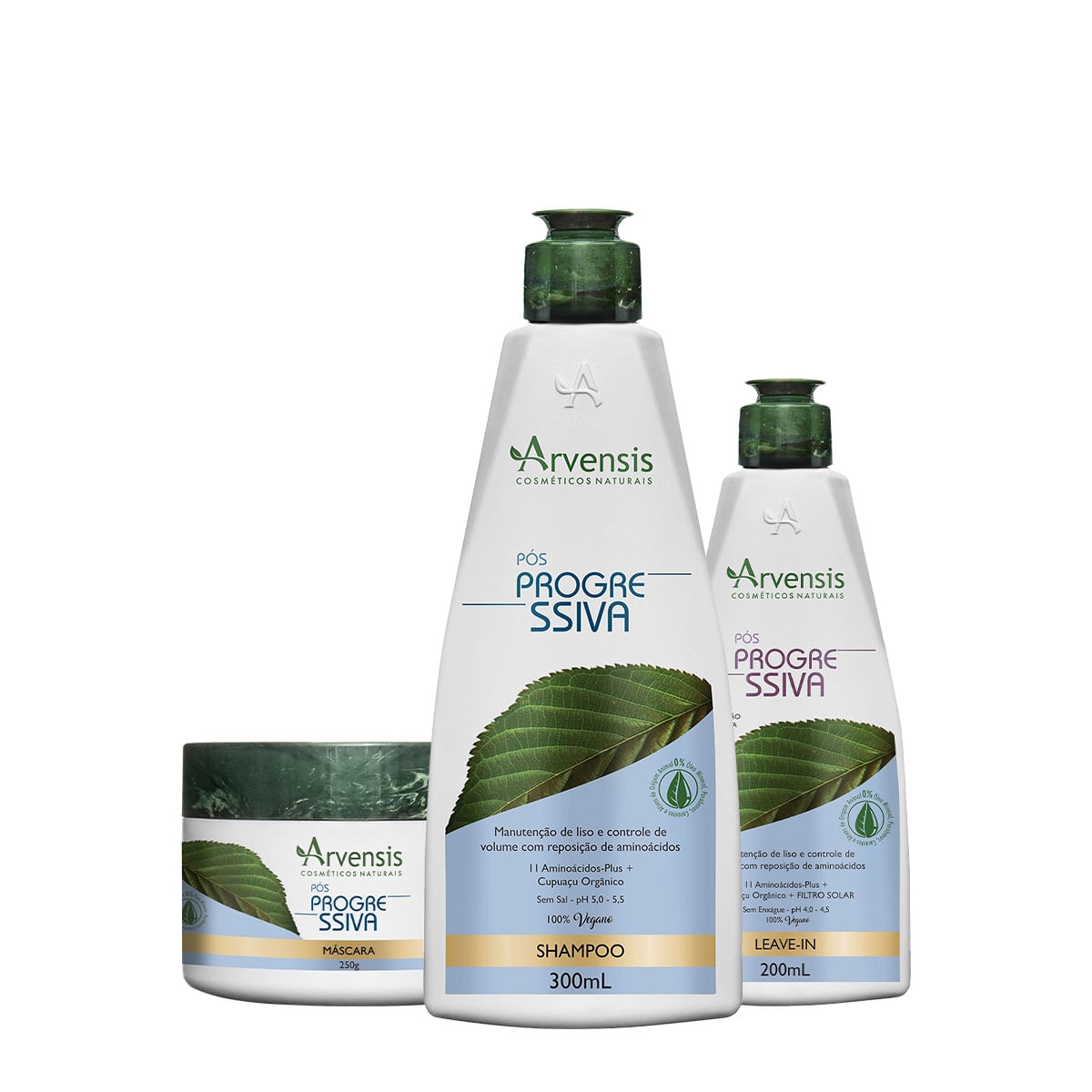 Kit Arvensis Pós Progressiva Shampoo Máscara e Leave-in (3 produtos)
