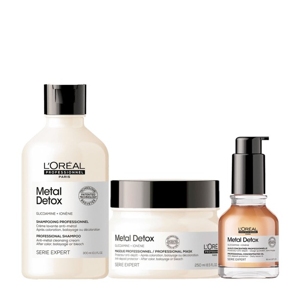 Kit LOréal Professionnel Metal Detox Shampoo Máscara e Óleo (3 produtos)
