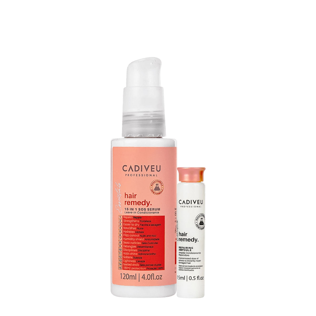 Kit Cadiveu Professional Essentials Hair Remedy Leave-in SOS e Ampola (2 produtos)
