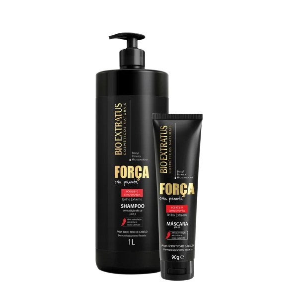 Encontraproduto.com.br - Kit Bio Extratus Força Com Pimenta Shampoo Litro e Máscara P (2 produtos)