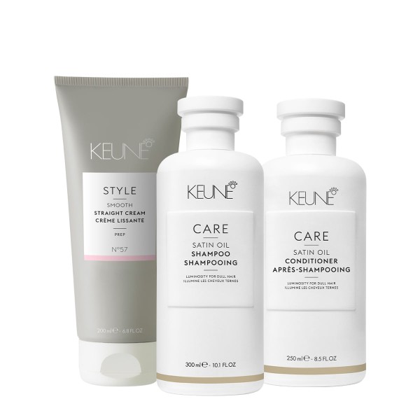 Kit Keune Care Satin Shampoo Condicionador e Style Straight Cream Nº57 (3 produtos)
