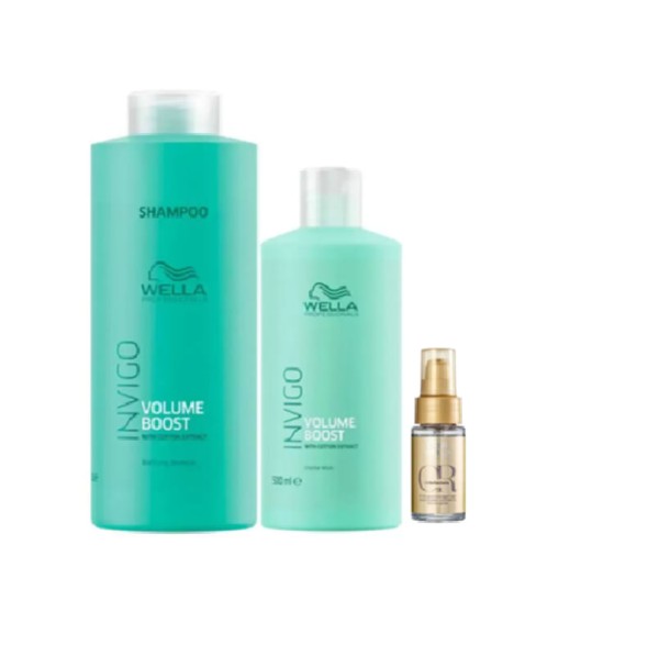 Wella Professionals Volume Booster - Shampoo 1L +Condicionador 500ml+Oil Reflections 30ml