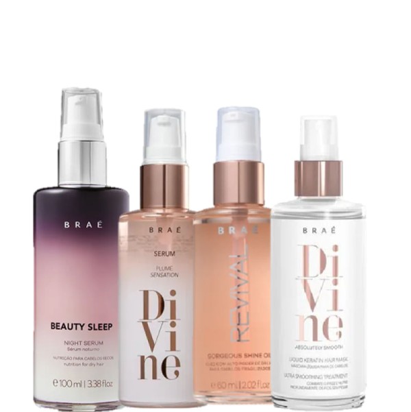 Kit Braé Óleo Revival Plume Divine Queratina Liquida e Beauty Sleep (4 produtos)