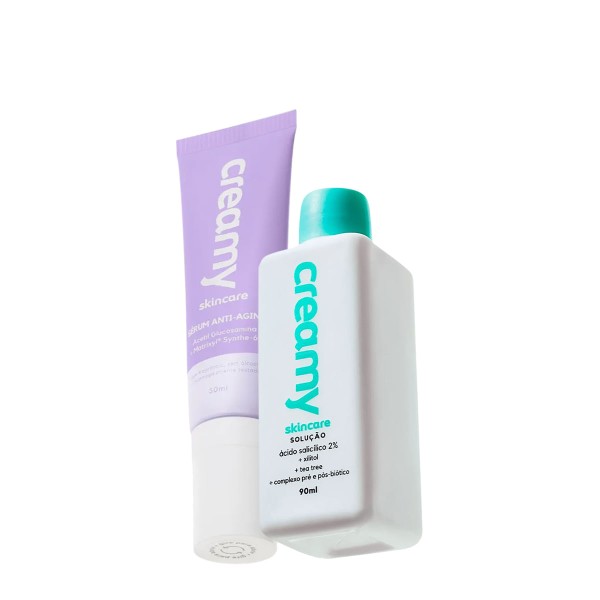 Kit Creamy Ácido Salicílico Solução Tônica Antiacne e Anti-Aging Redutor de Linhas (2 produtos)