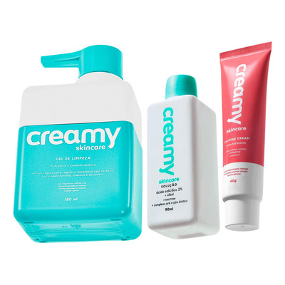 Kit Creamy Calming Cream Hidratante Facial Ácido Salicílico Antiacne e Gel de Limpeza (3 produtos)