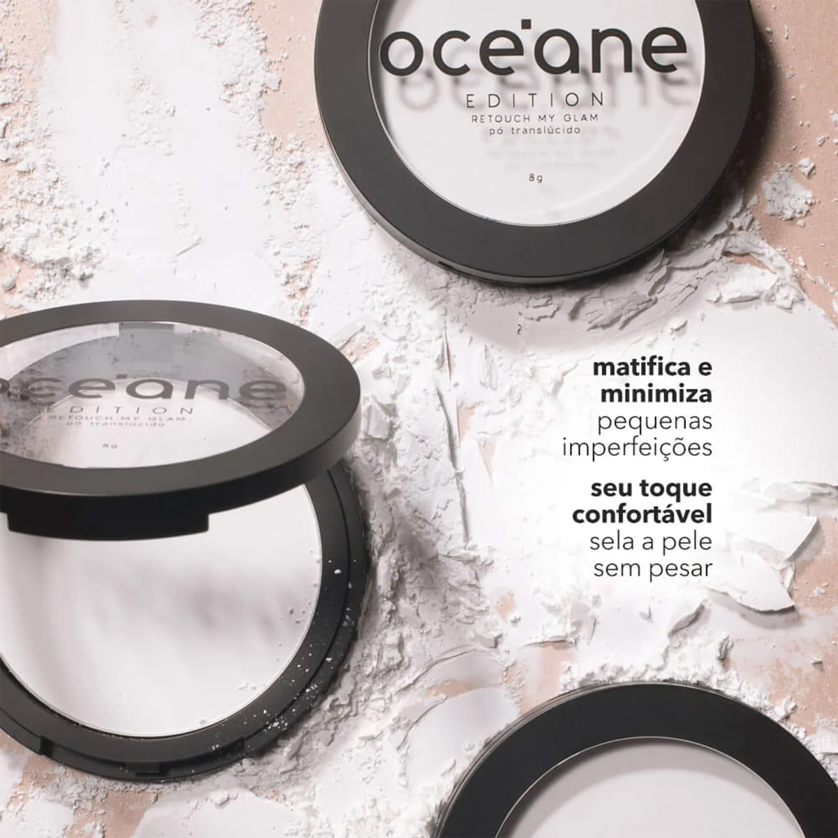Encontraproduto.com.br - Kit Océane Retouch My Glam Pó Compacto Translúcido e Nádia Tambasco By Océane Glam To Go Palette (2 produtos)