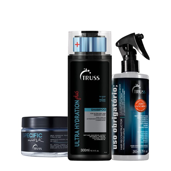 Encontraproduto.com.br - Kit Truss Ultra Hydration Plus Shampoo Specific Máscara e Uso Obrigatório Tratamento Reconstrutor (3 podutos)