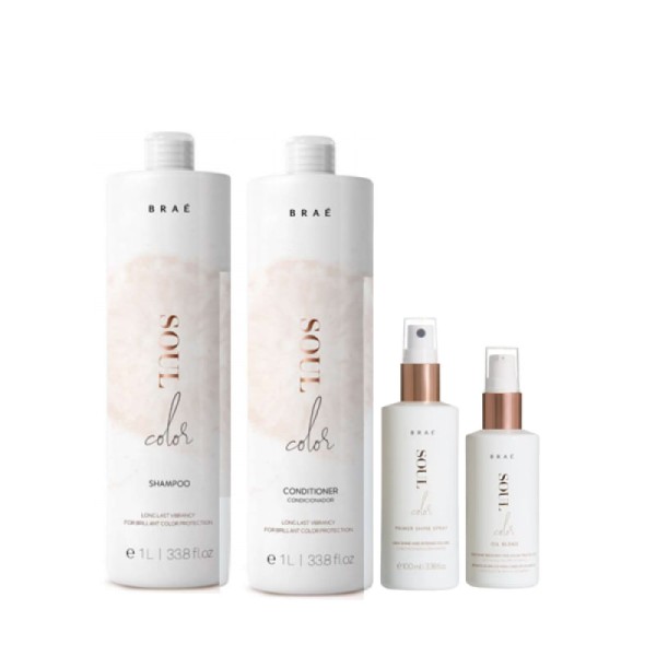 BRAÉ Soul Color - Shampoo+Condicionador 1L+Prime Spray 100ml+Oil Blend 60ml