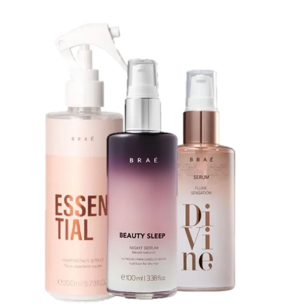 BRAÉ Essential Fluido 260ml Serum  Divine 60ml e Beauty Sleep 100ml