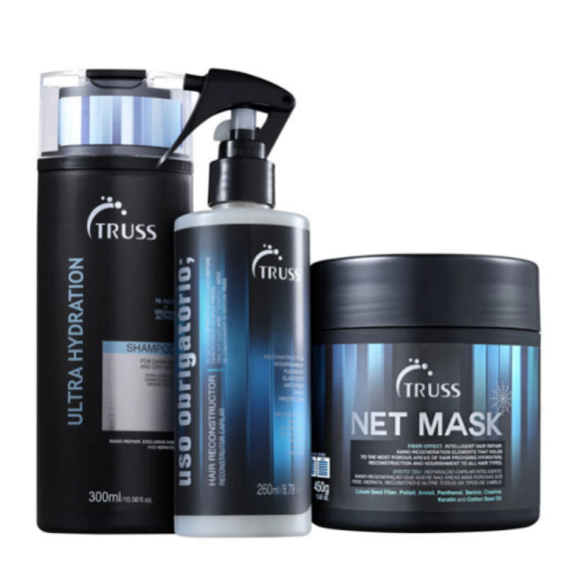 Truss Ultra Hydration - Shampoo 300ml+Uso Obrigatório 260ml+Net Mask 550g